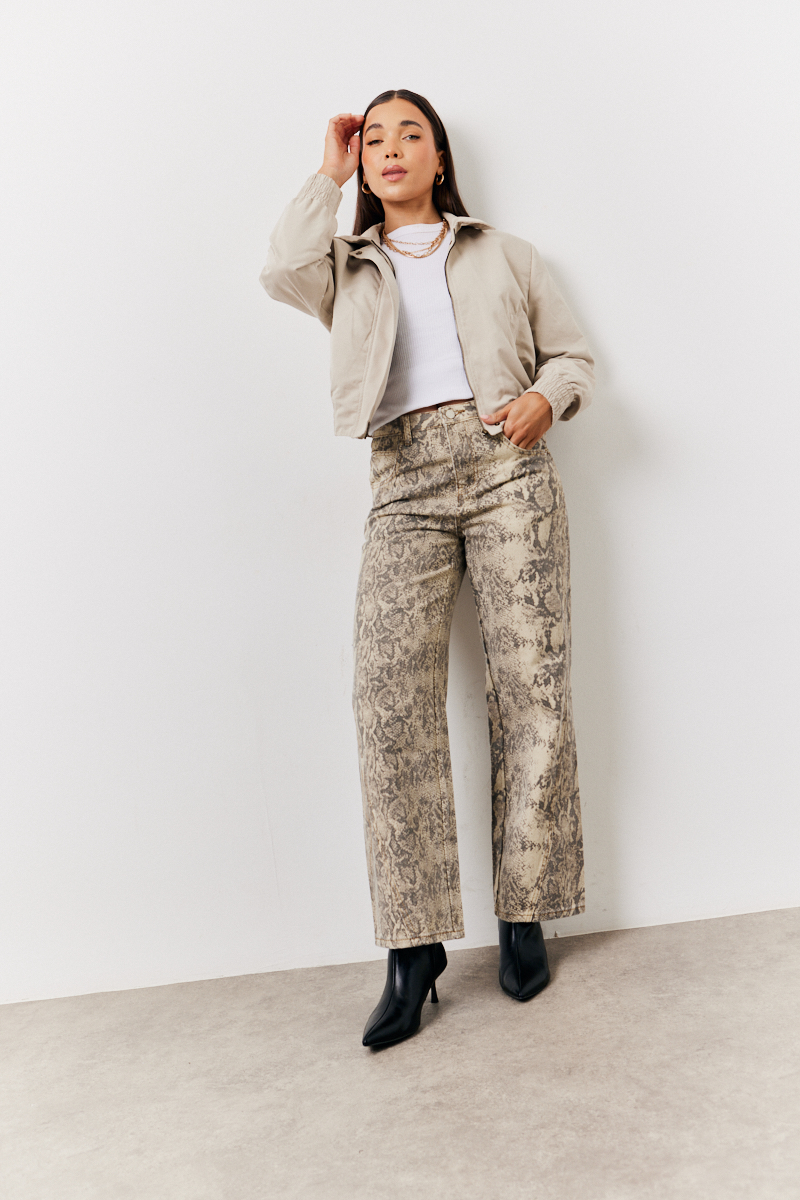 Snake Print Straight Leg Jeans