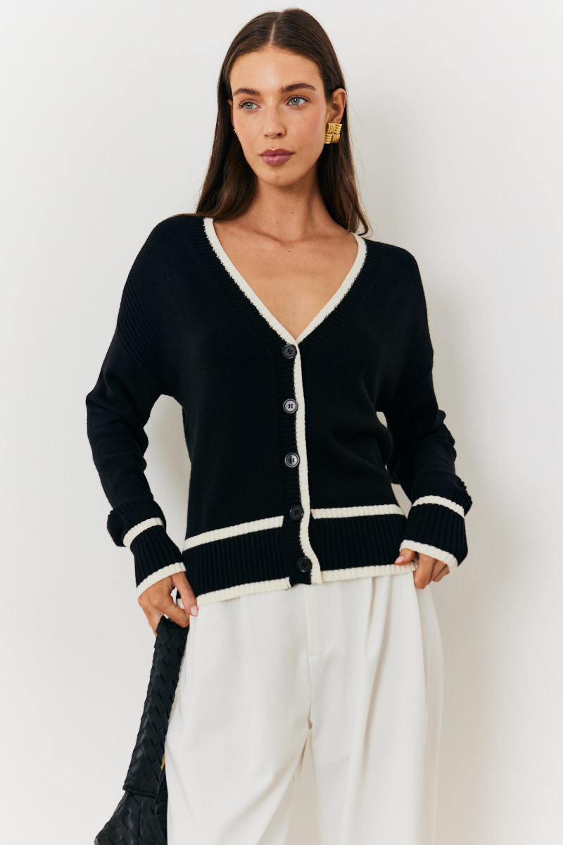 Contrast Binding Knit Cardigan