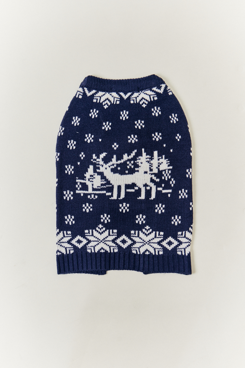 Reindeer Fairisle Pattern Knitted Dog Jumper