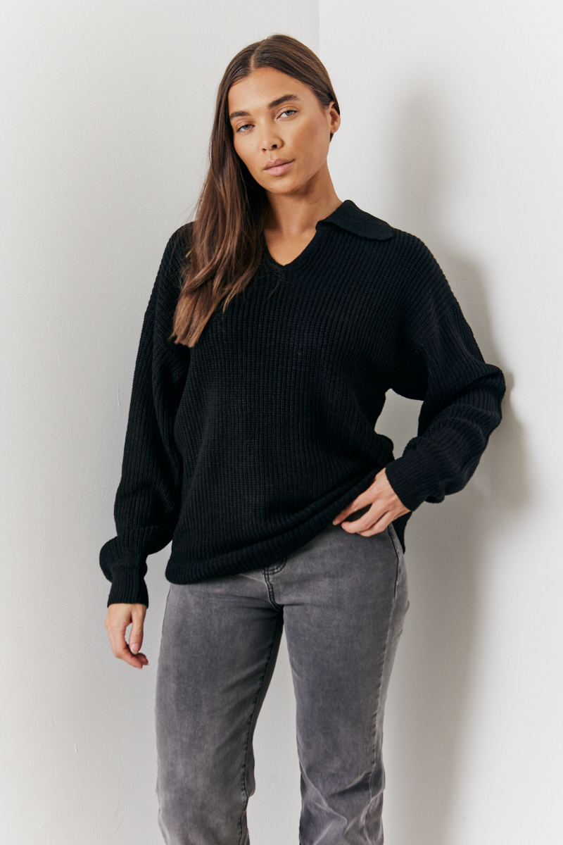 Stripe Collared Knit Jumper