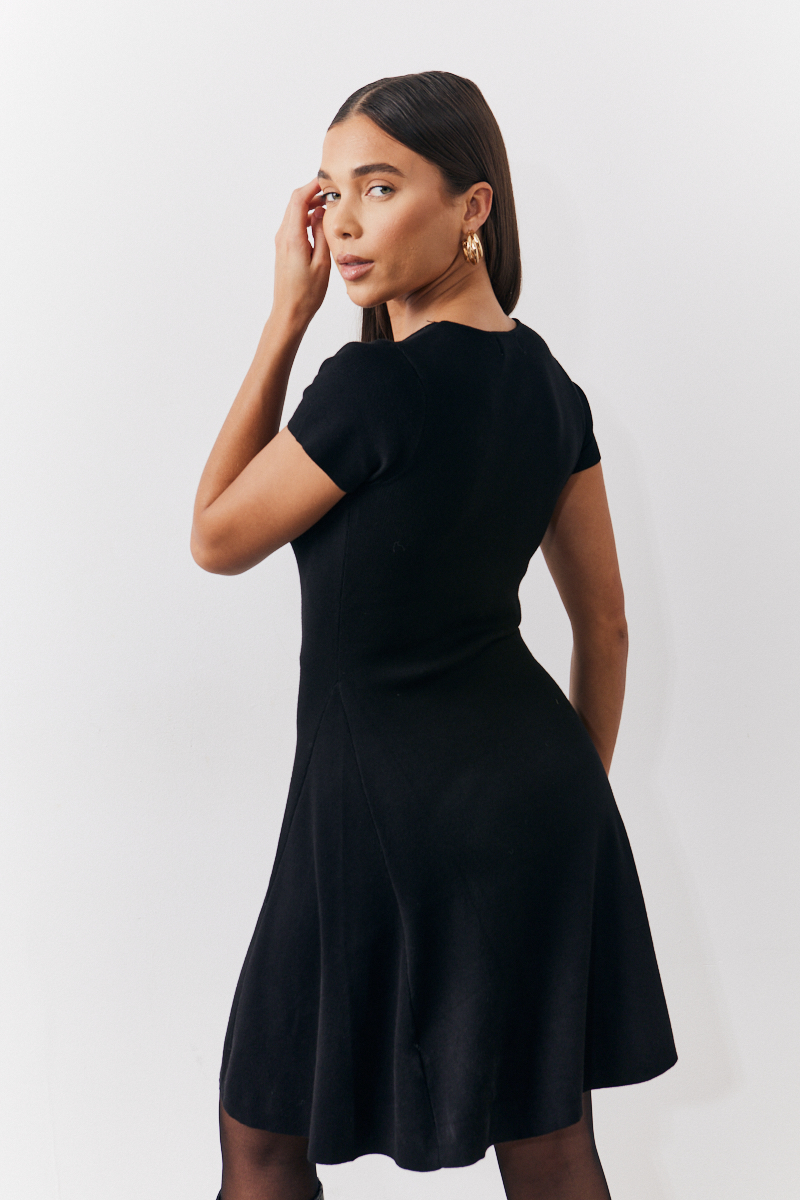 Black short sleeve skater dress on sale