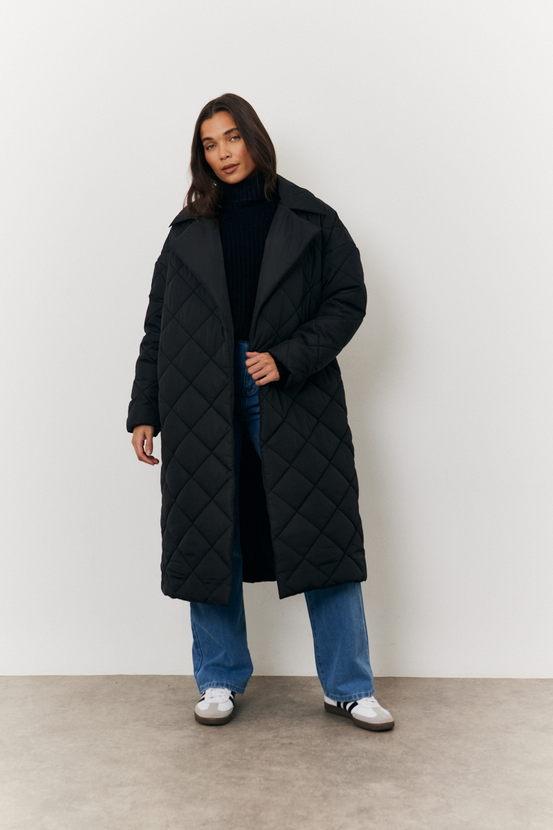 Tie Waist Quilted Jacket