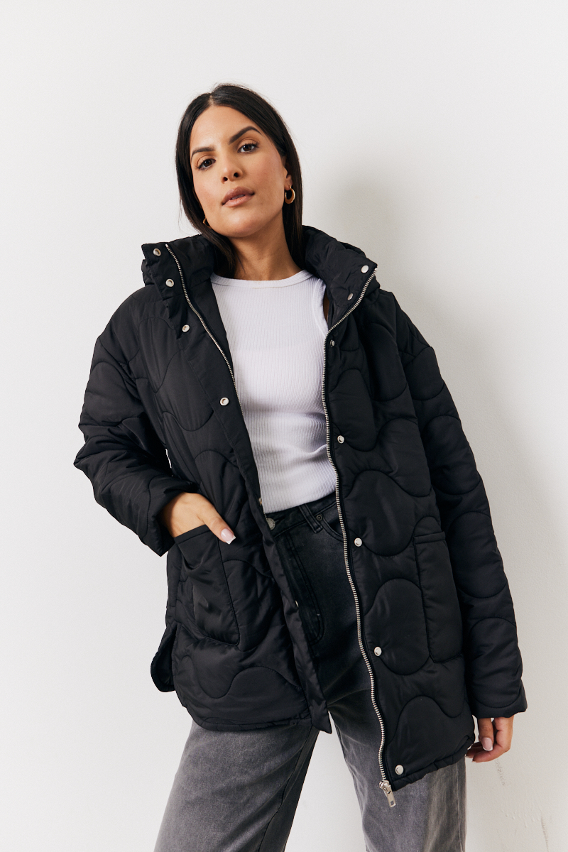 Quilted Boxy Fit Hooded Jacket