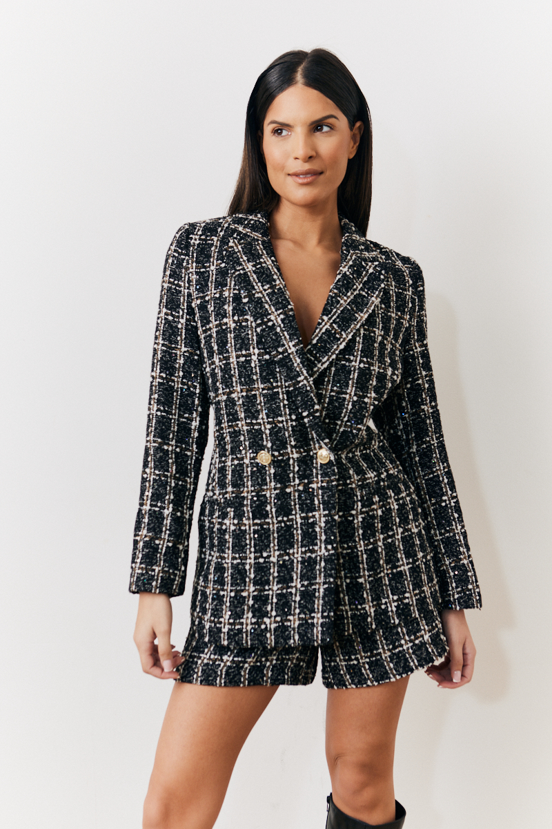 Occasion Black Check Boucle Jacket