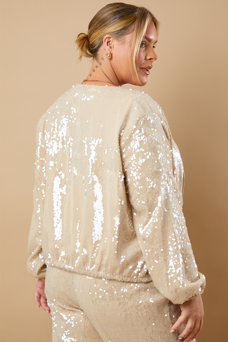 TALLIA Gold Sequin Bomber Jacket スパンコール