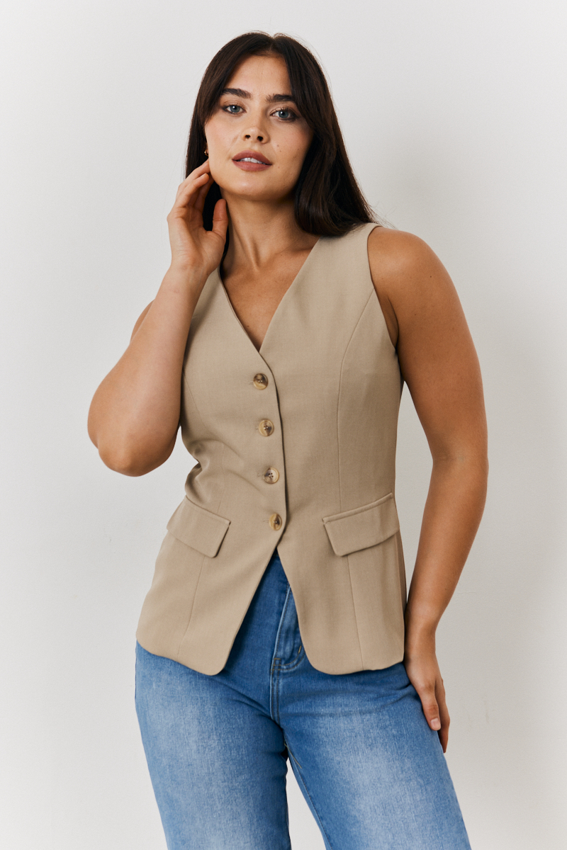 Longline Button Through Waistcoat