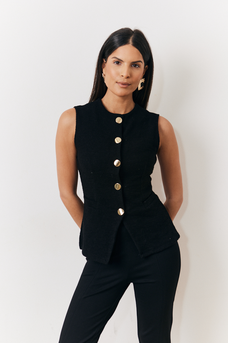 Boucle High Neck Waistcoat