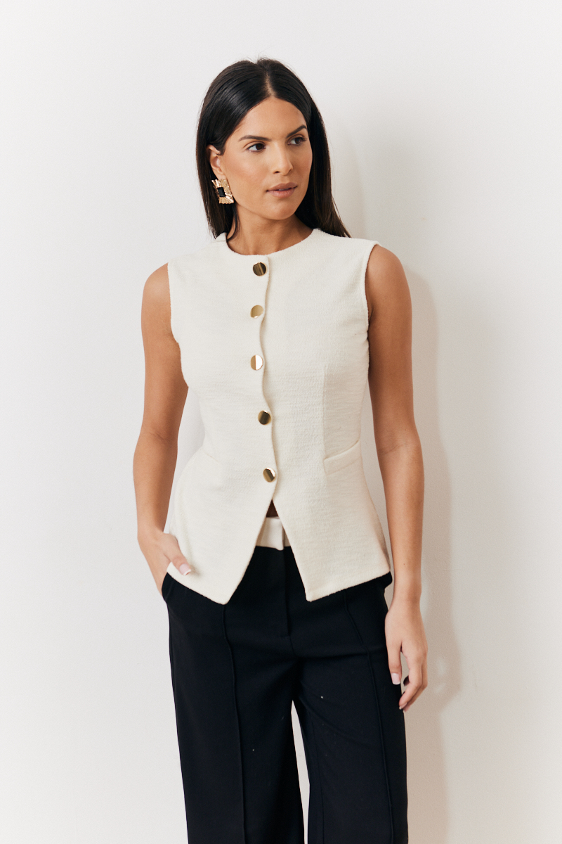 Boucle High Neck Waistcoat