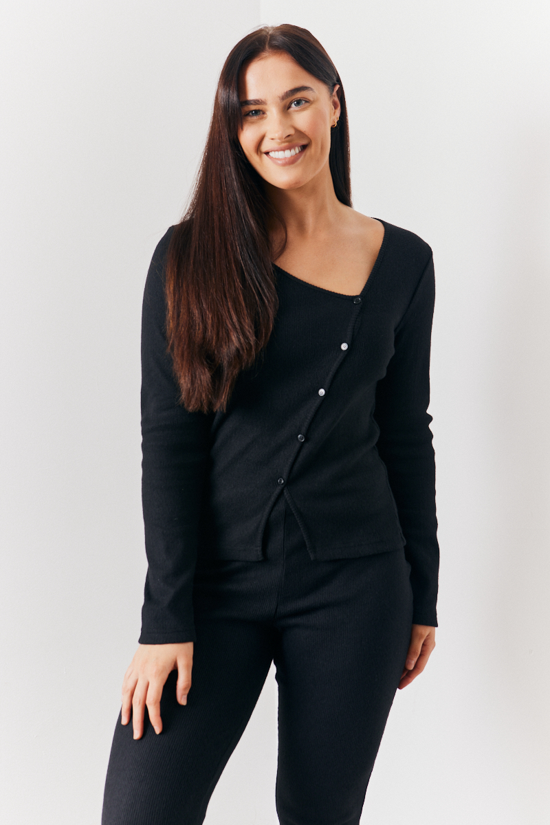 Brushed Rib Asym Co Ord Top