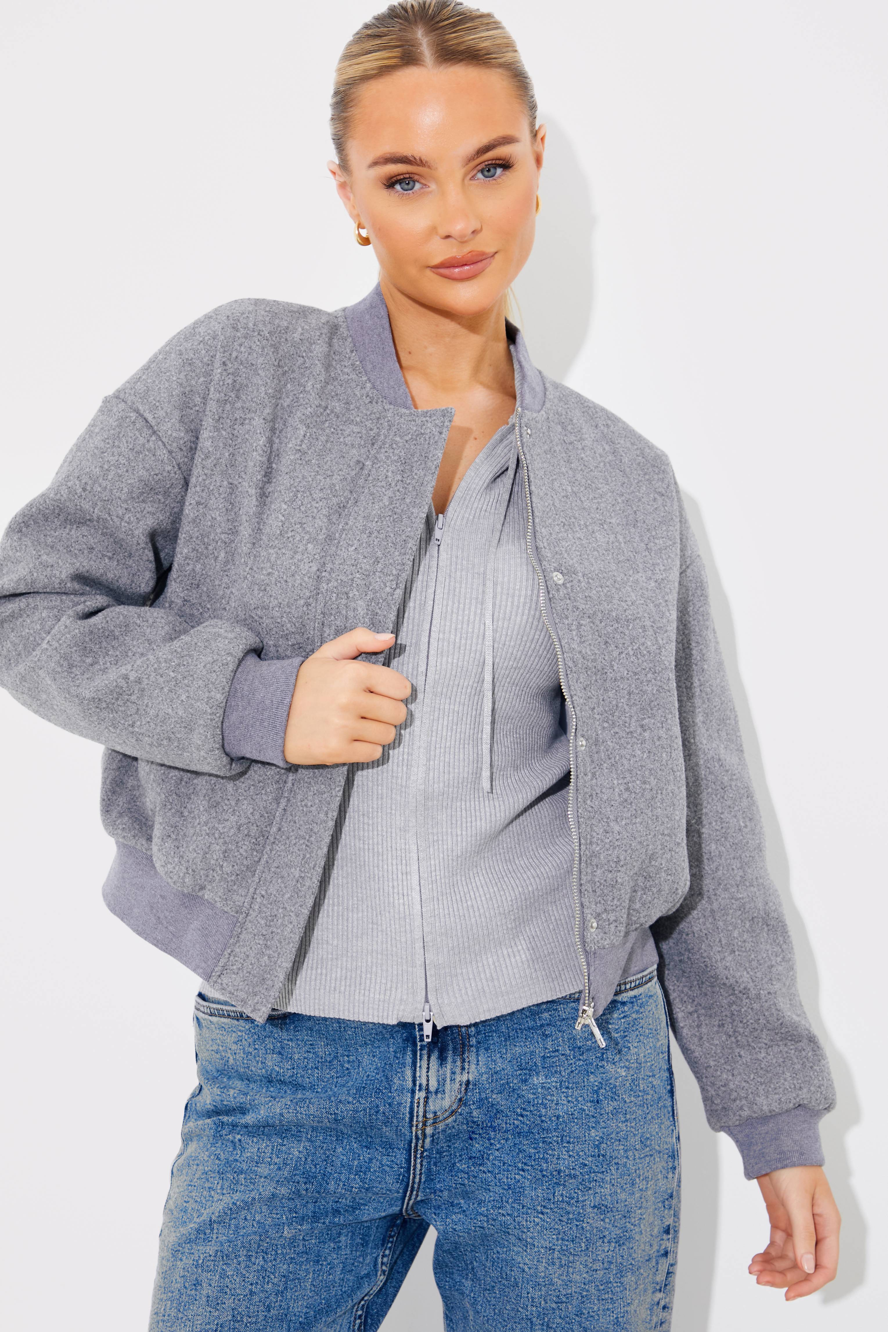 Wool Look Bomber Jacket