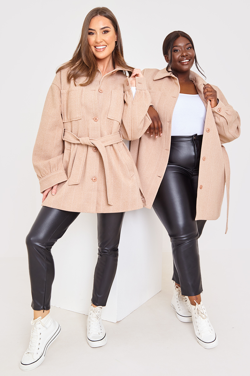 Herringbone Belted Shacket