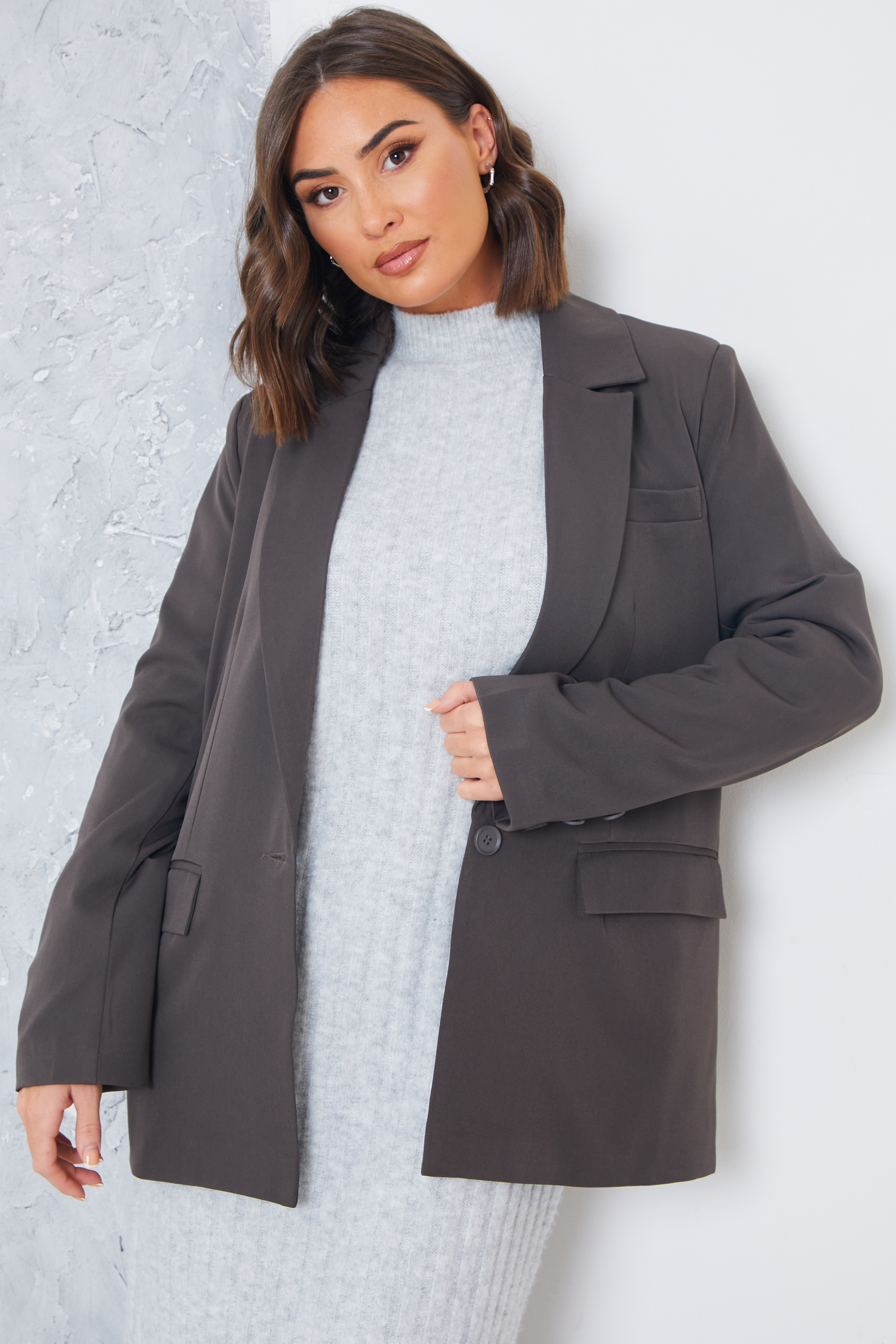 Oversized tailored sales knit blazer