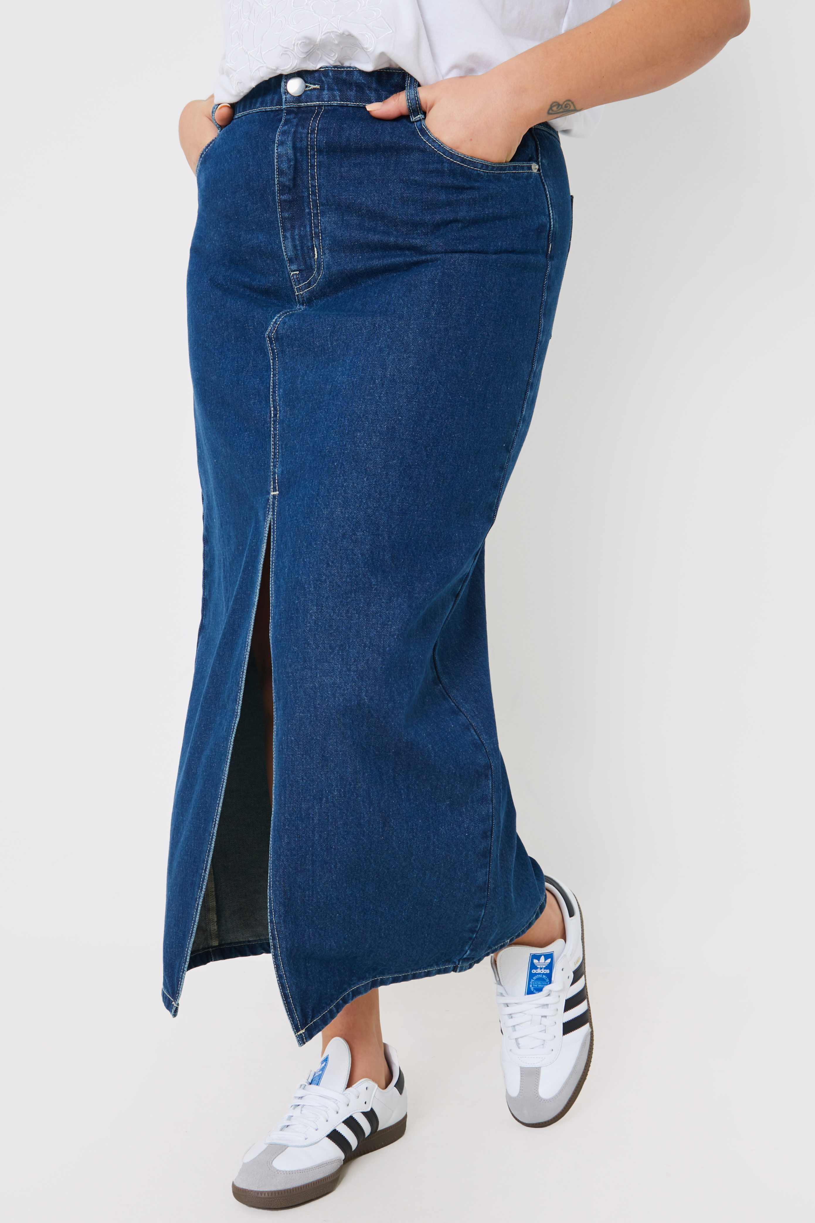 Denim Maxi Skirt | In The Style UK