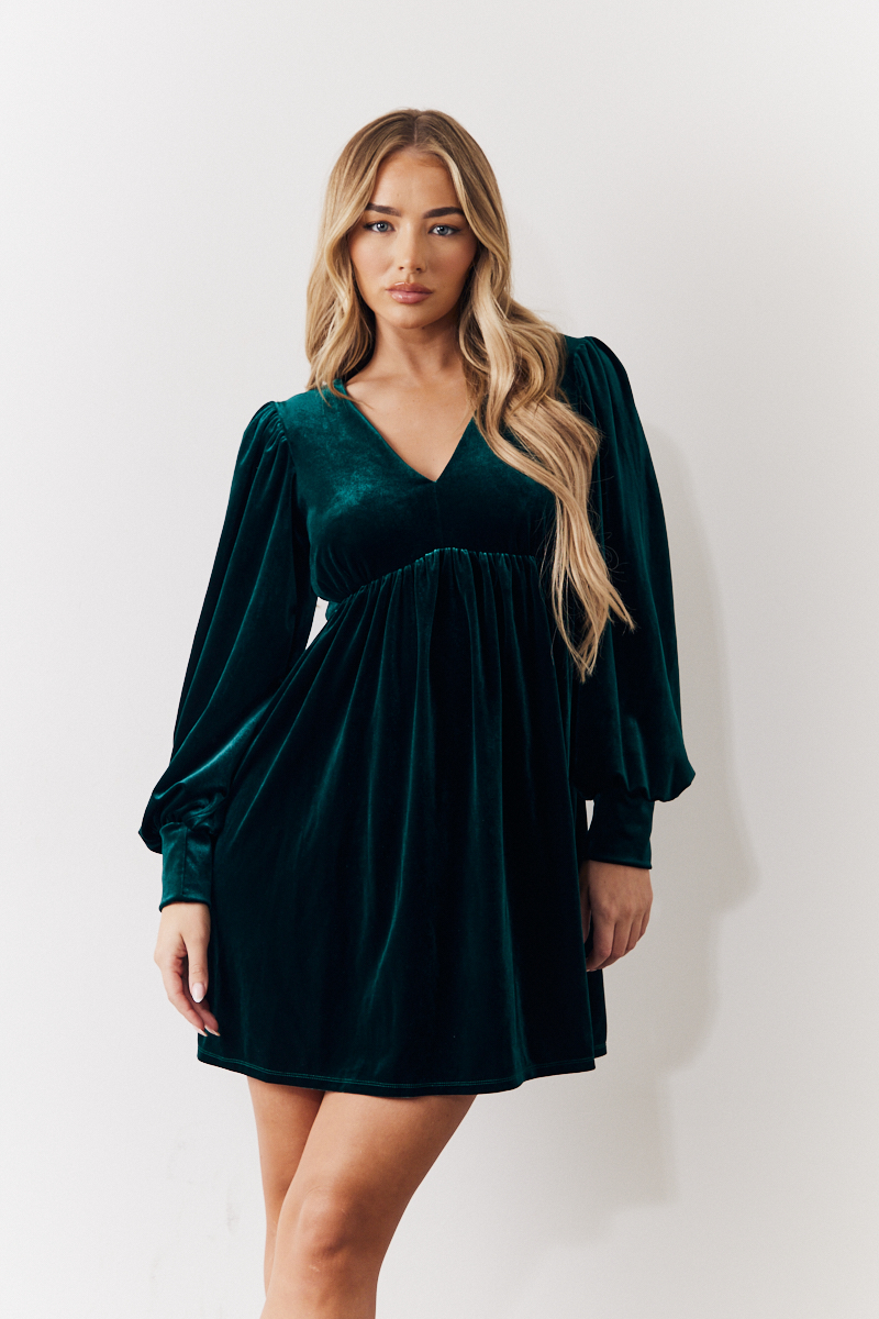 Velvet Smock Mini Dress
