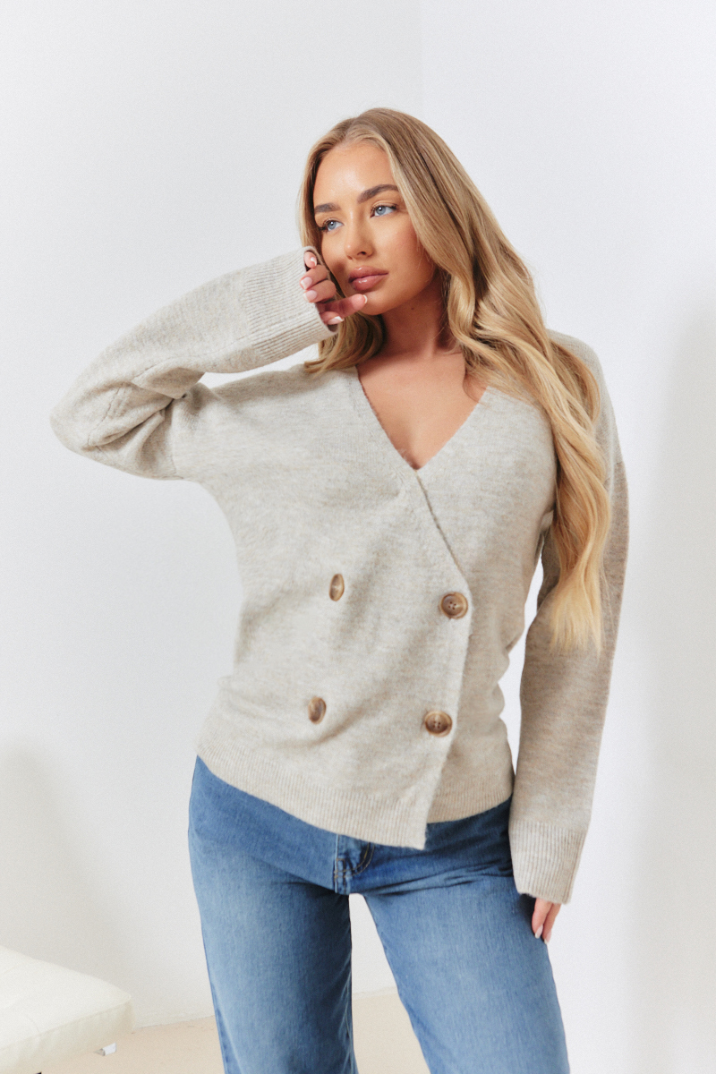 Double Breasted Knit Cardigan