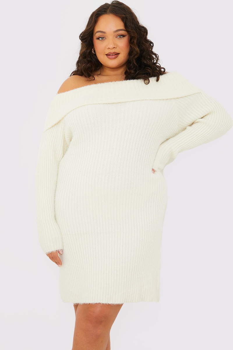 White fluffy sale bardot jumper