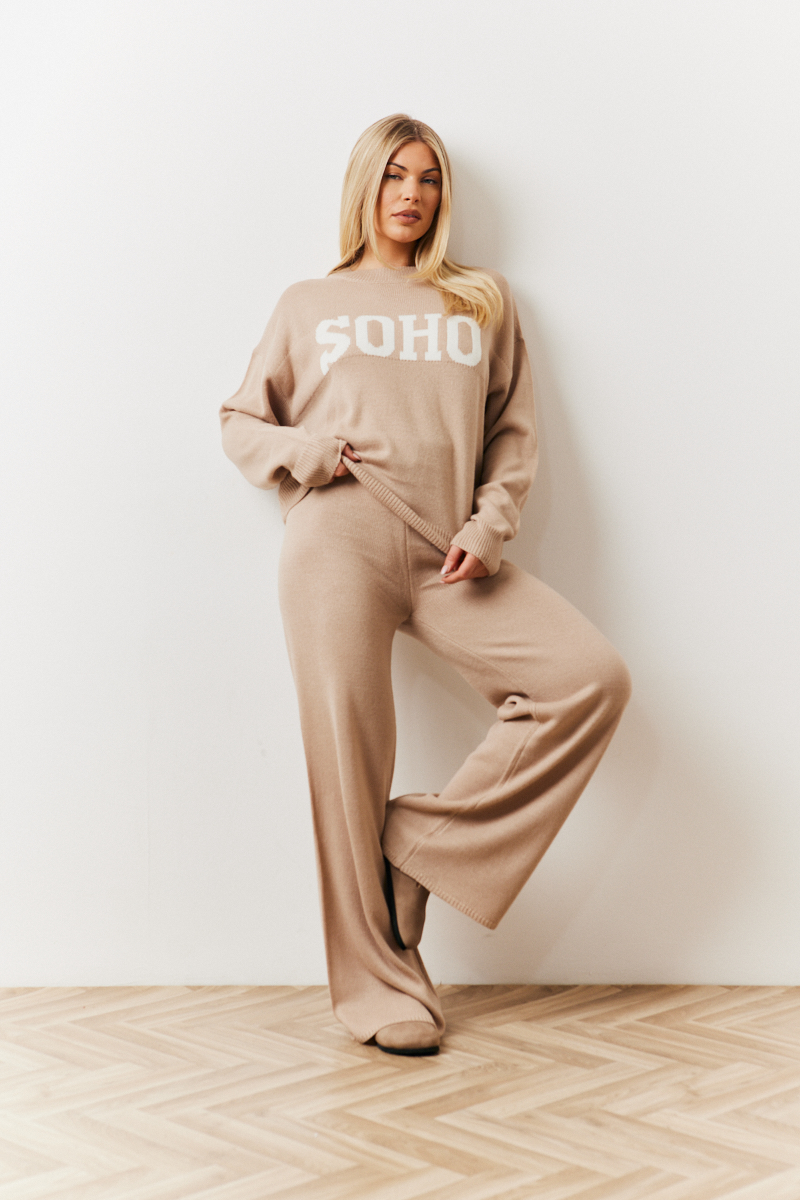 Knitted Wide Leg Co Ord Jogger