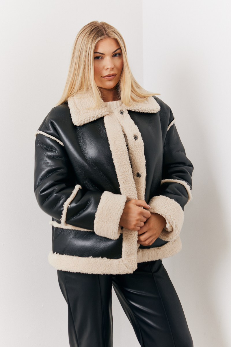 Faux Shearling Aviator Jacket