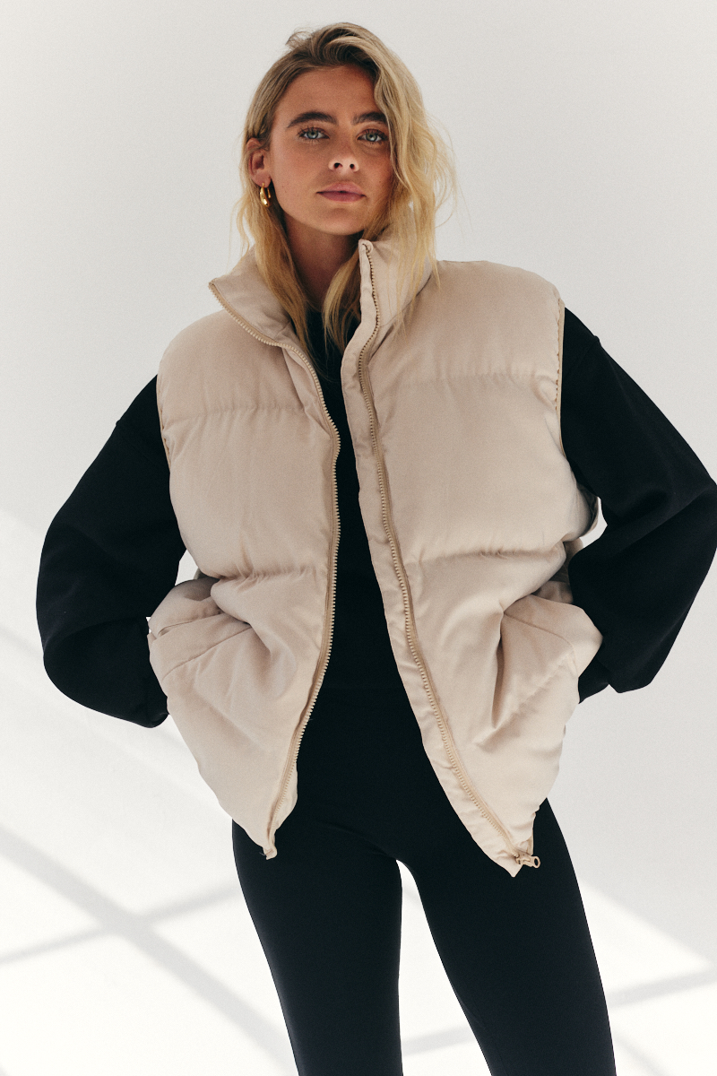 Cream Oversized Puffer Gilet