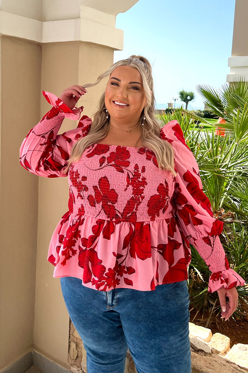 Shirred Bodice Longline Blouse