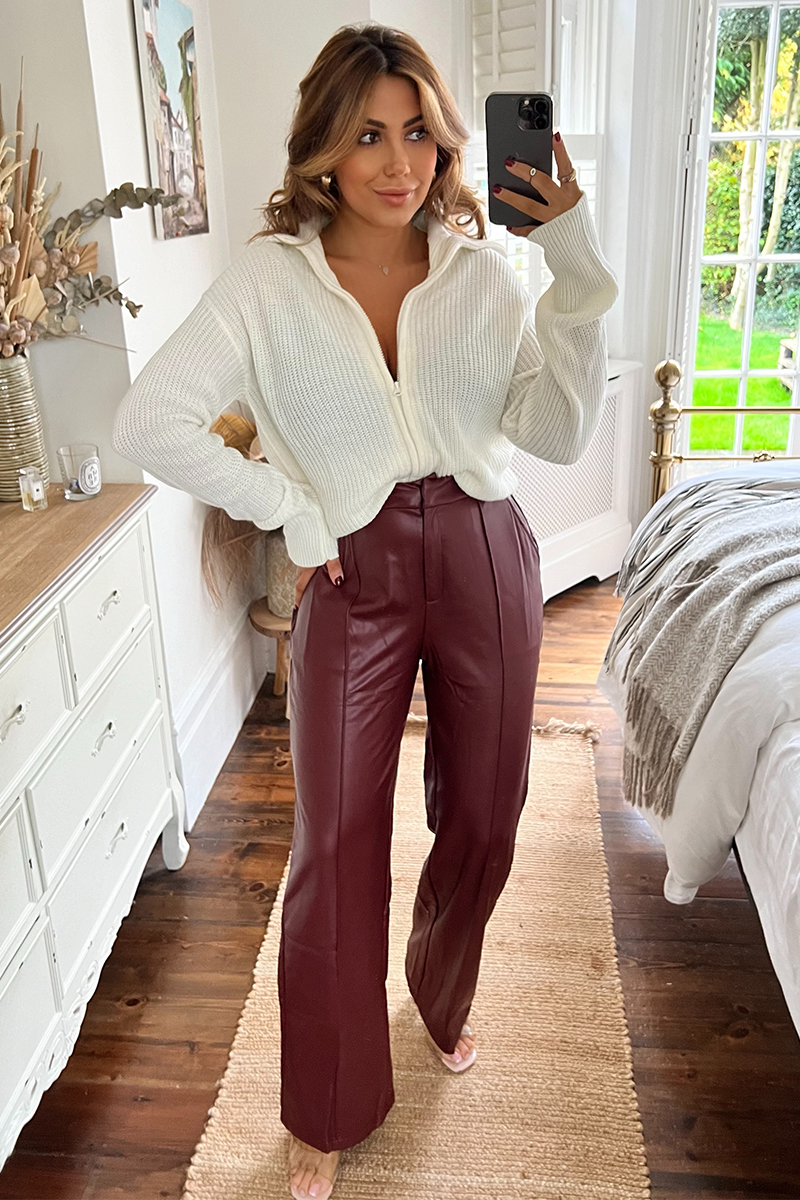 Collared Zip Up Knit Jacket