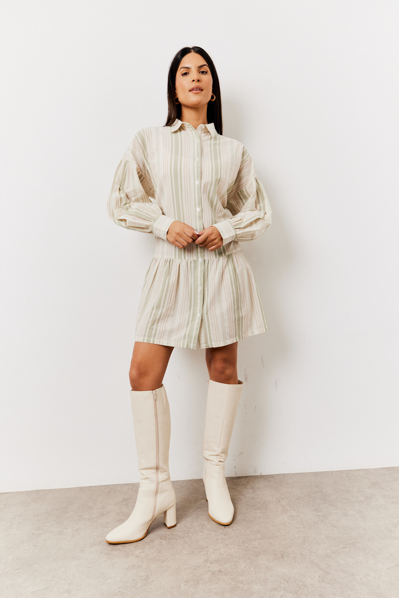 Stripe Tiered Shirt Dress