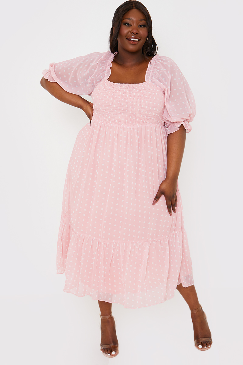 Polka Dot Bow Back Midi Dress In The Style UK