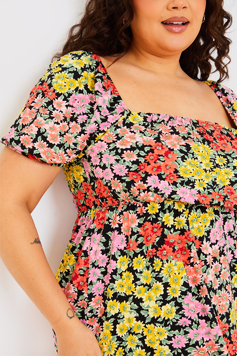 City Chic Dress Womens Plus Size Large 20 Colourful Floral Off The Shoulder  Midi