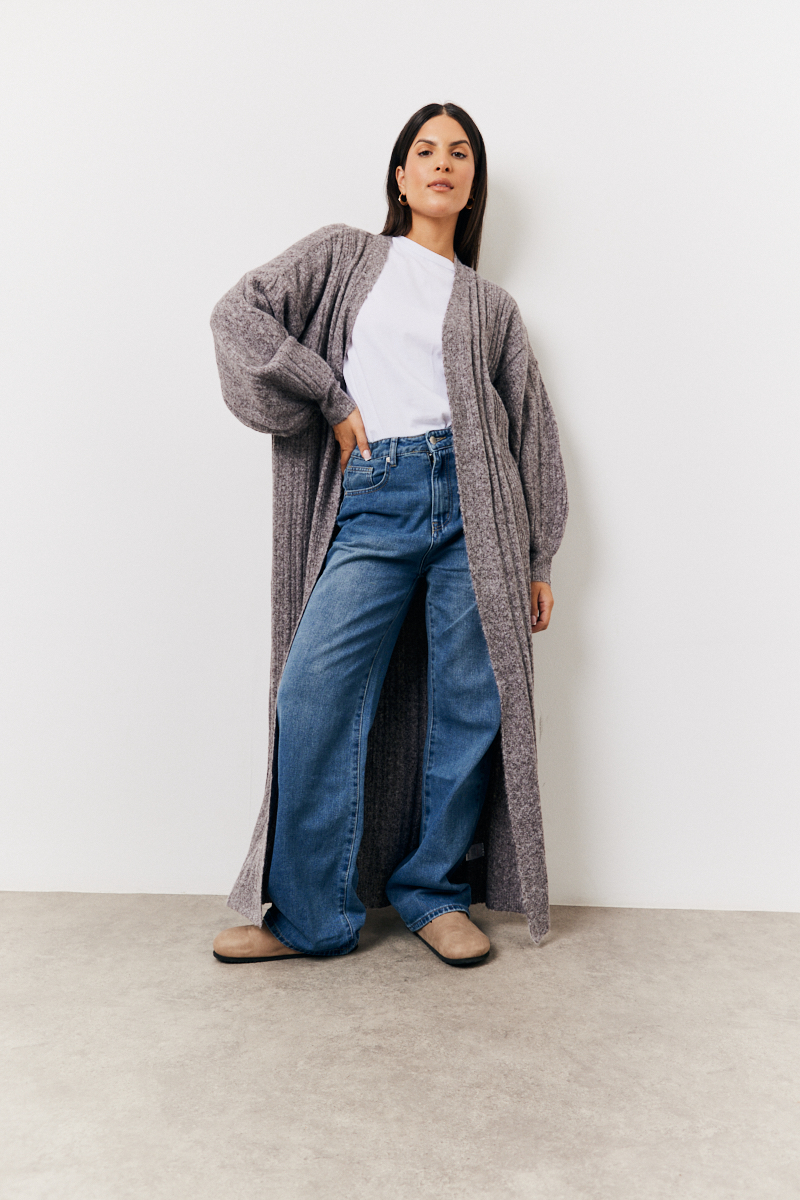 Recycled Wide Rib Longline Knit Co-Ord Cardigan