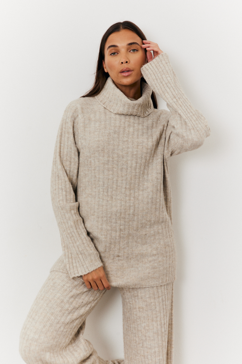 Recycled Wide Rib Roll Neck Knit Co-Ord Jumper