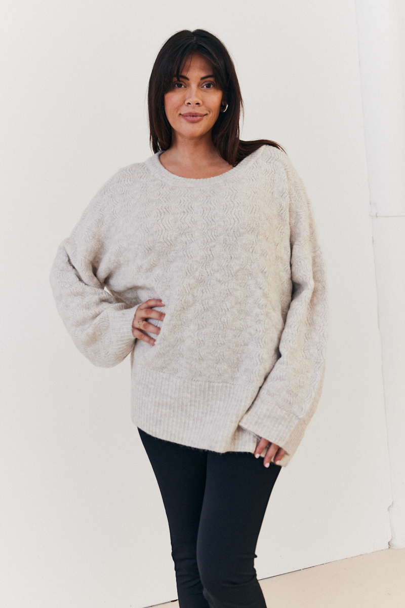 Recycled Interest Yarn Crew Neck Knit Jumper