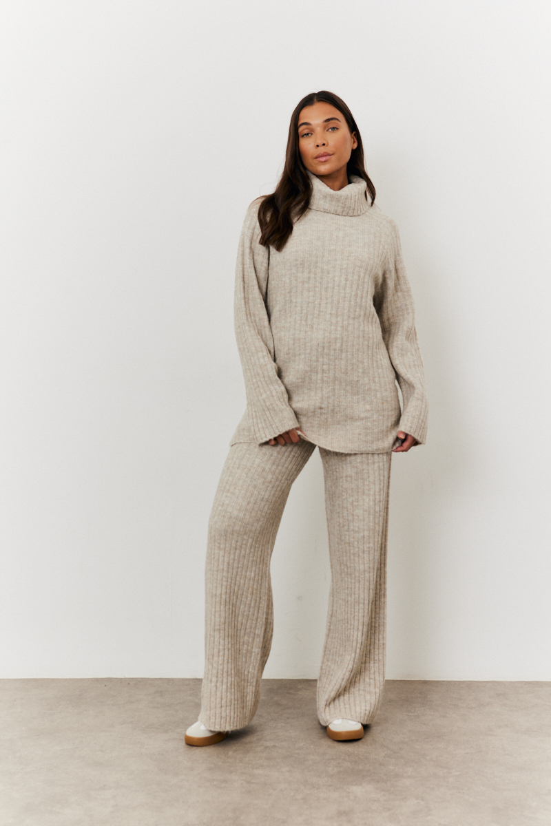 Recycled Wide Rib Wide Leg Knit Co-Ord Trousers