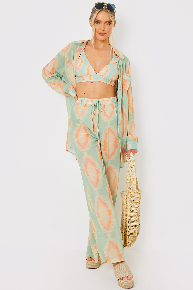 Elasticated High Waisted Wide Leg Beach Trousers