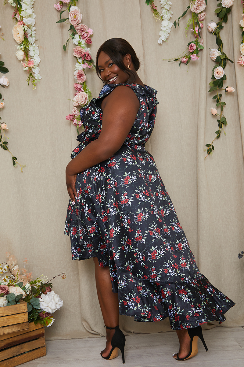 Black and discount white flower dress