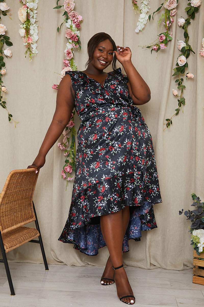 Plus size hotsell floral wrap dress