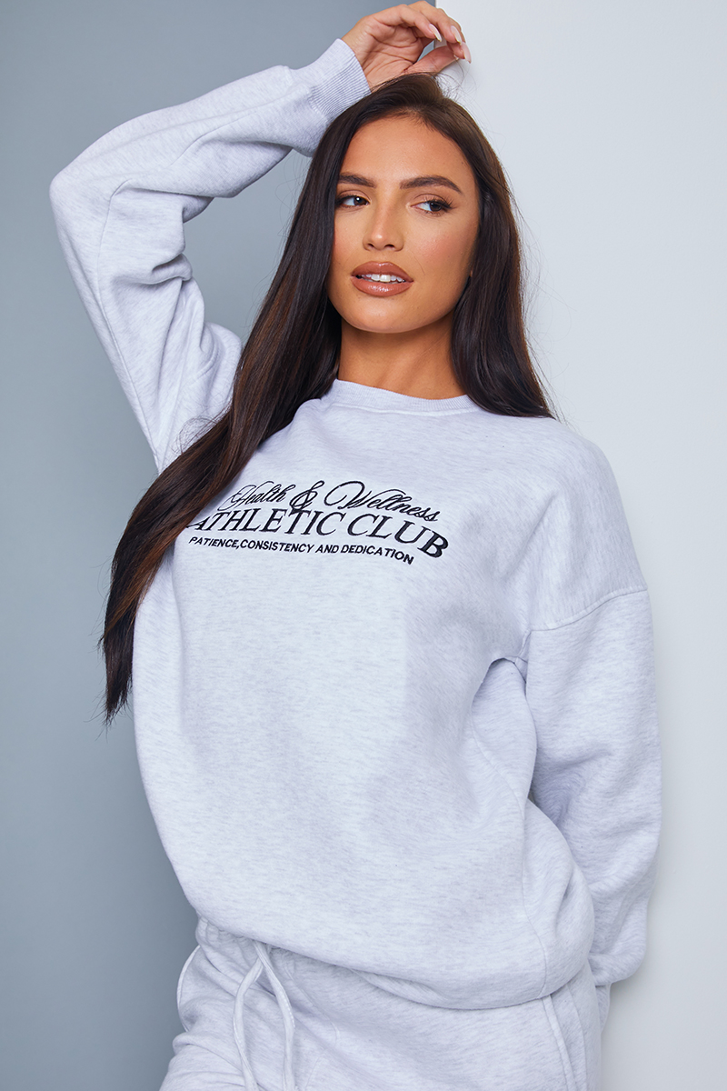 'Athletic Club' Slogan Oversized Sweater