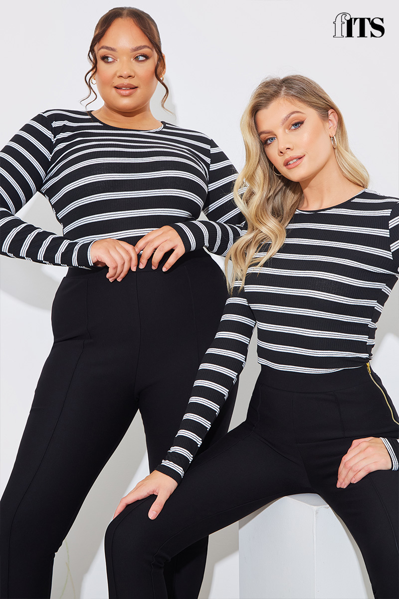 Striped Ribbed Long Sleeve Top