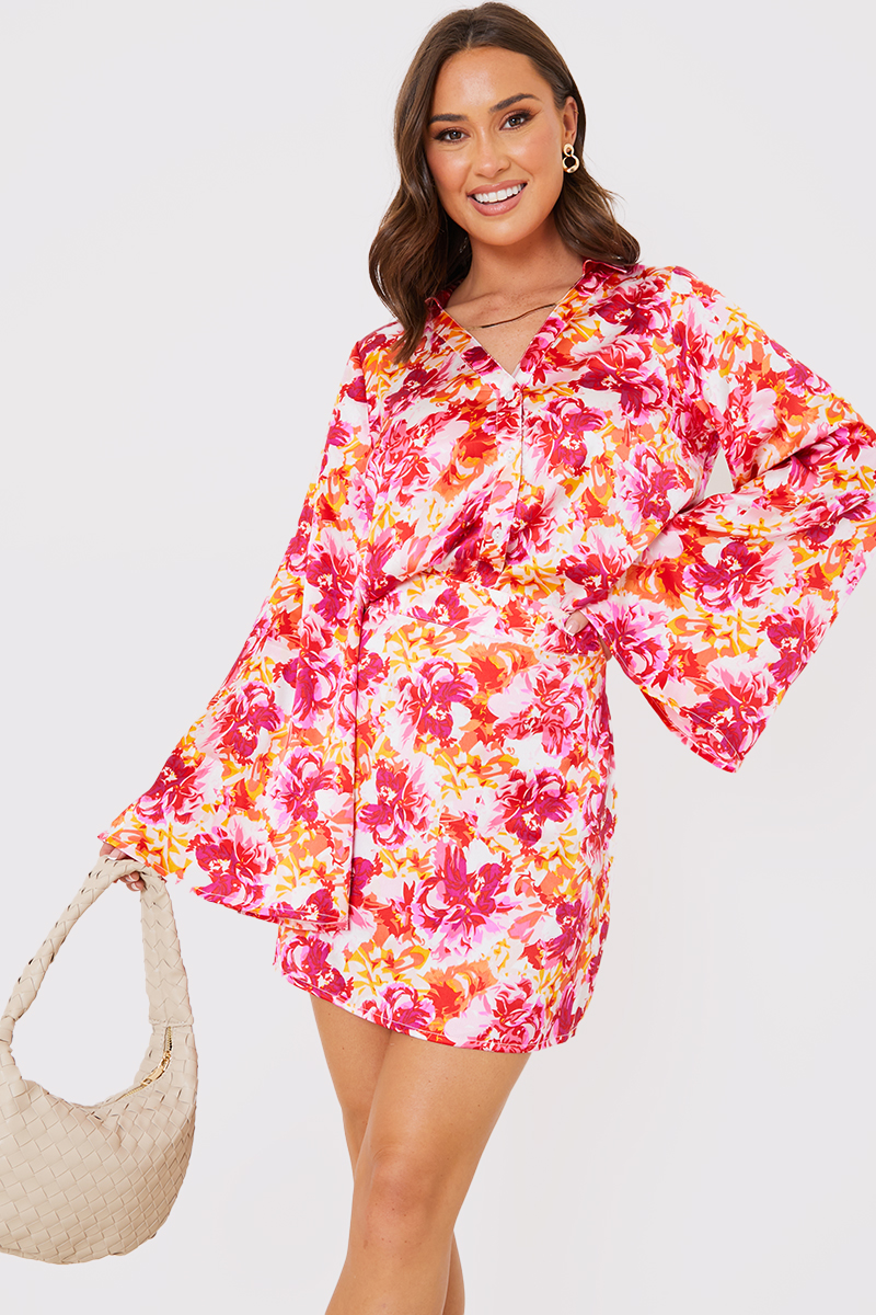 Satin Flare Sleeve Shirt Co Ord