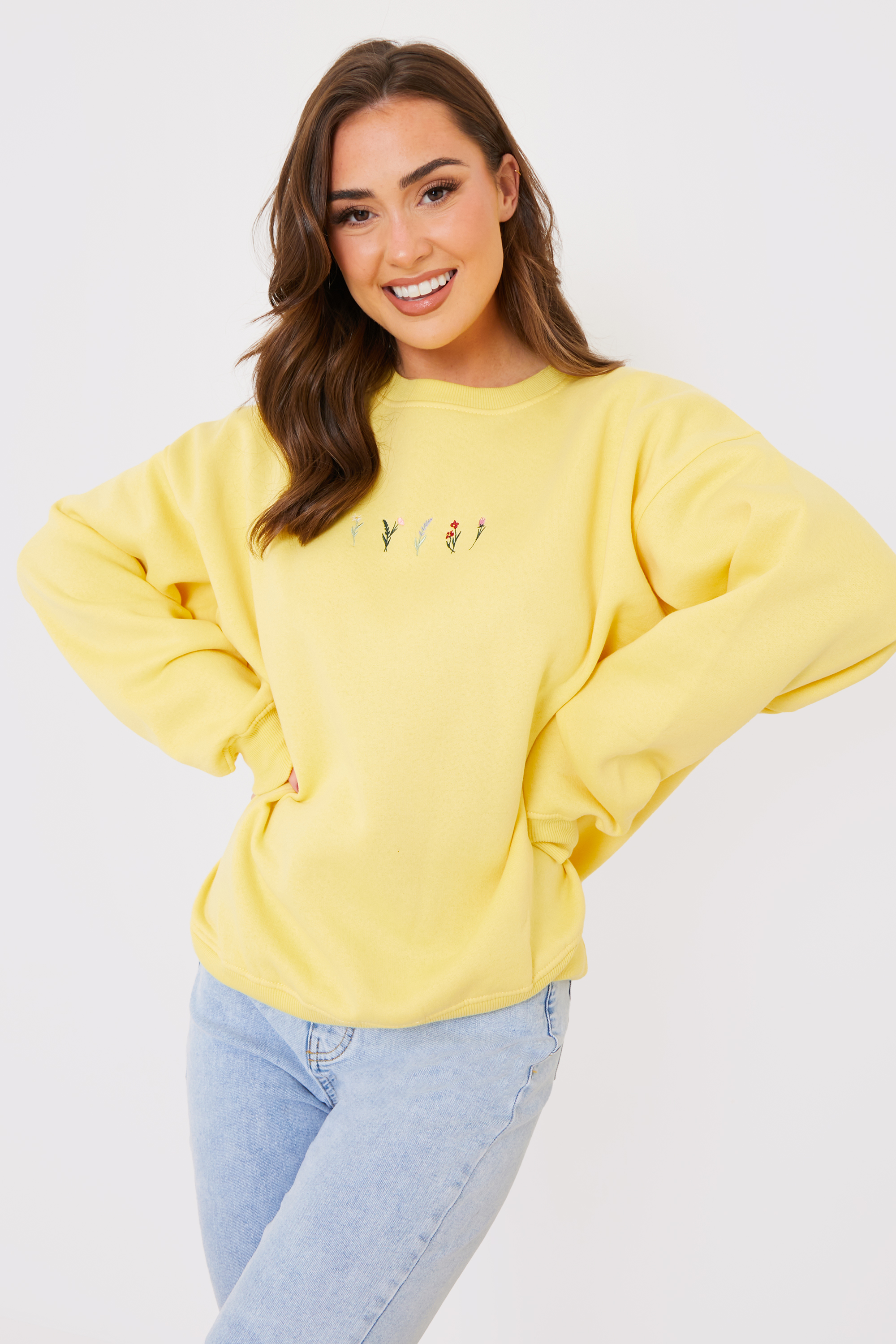 Lemon Floral Embroidered Sweater