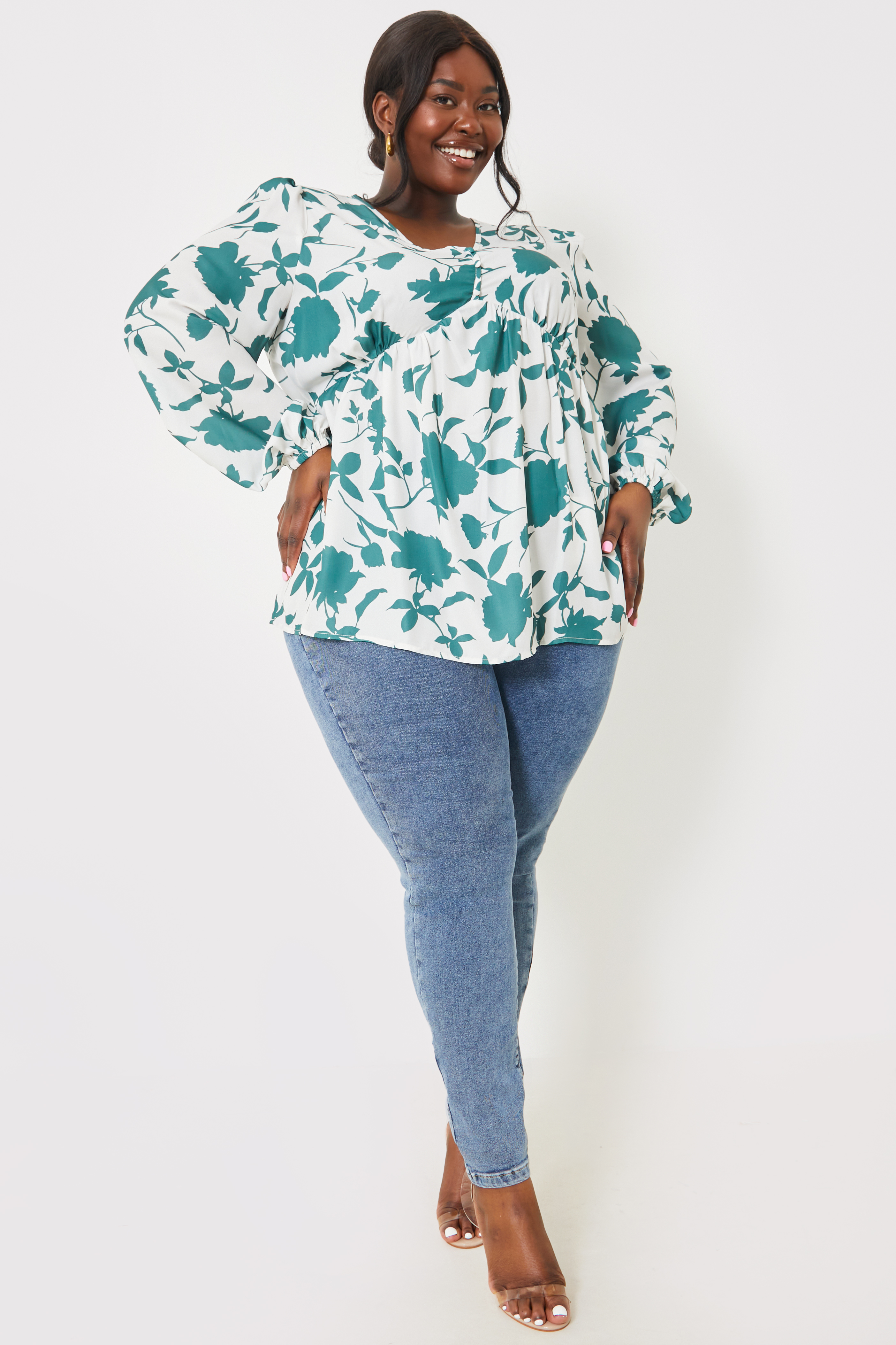 Floral Printed V Neck Blouse In The Style UK