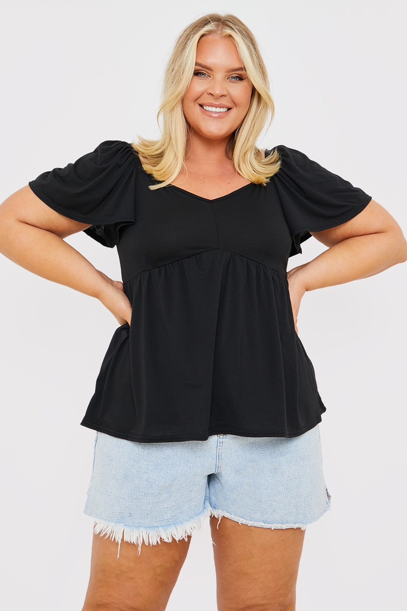 Flutter sleeve Smock Top