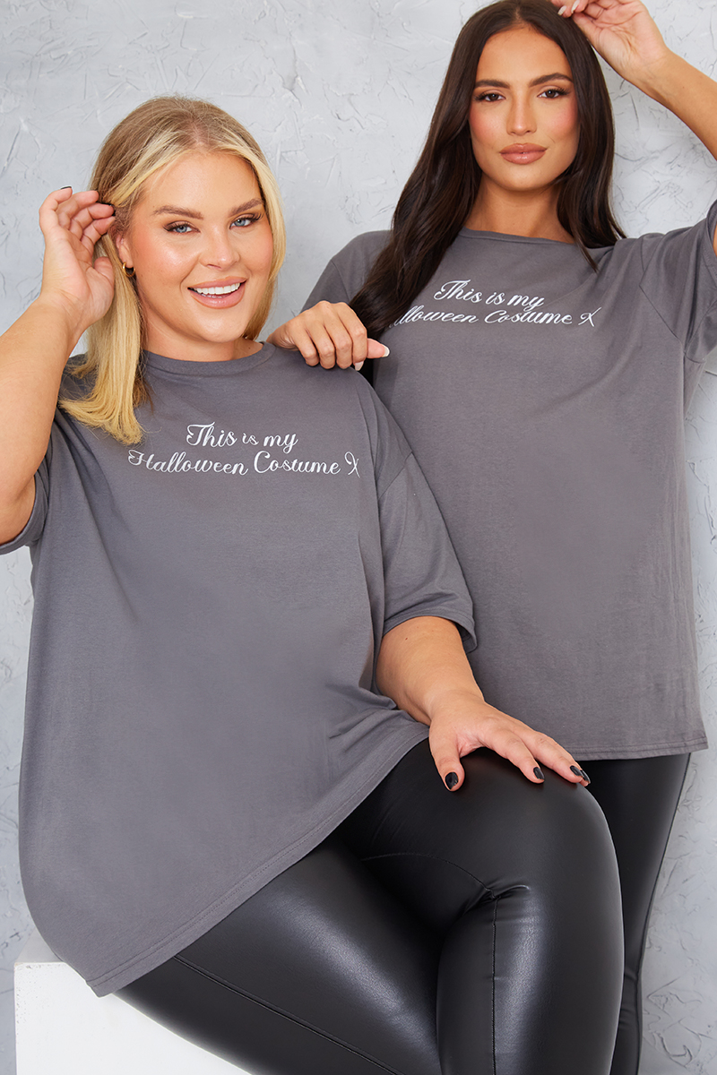 Plus Size Curve Purple 'New York' Slogan Oversized T-Shirt