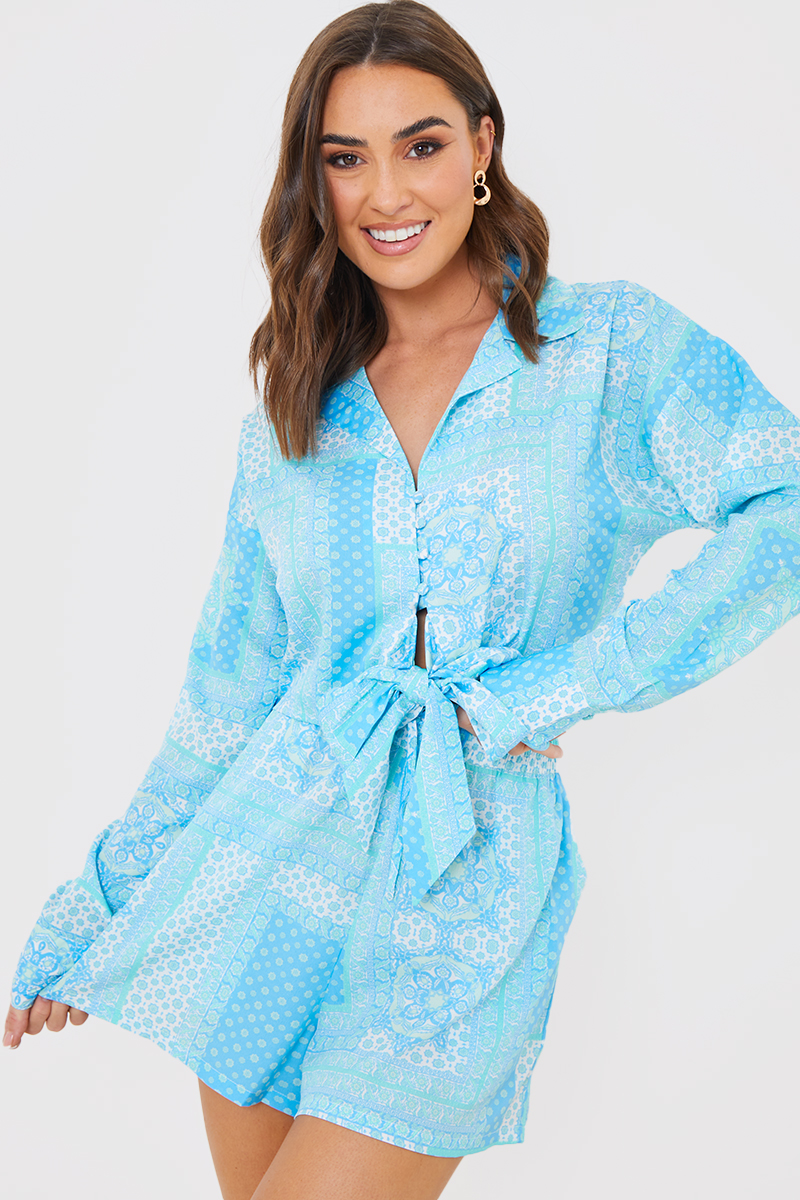 Paisley Print Tie Front Co-Ord Shirt