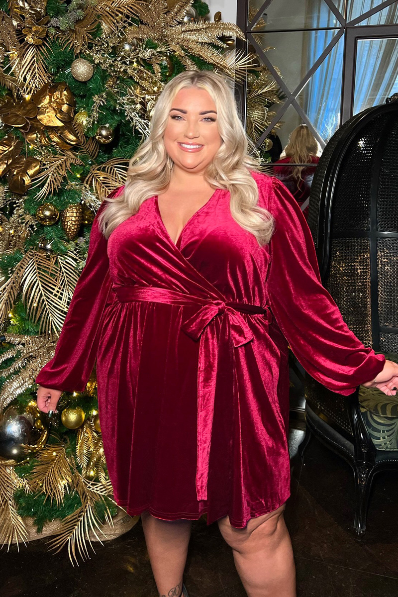 Plus size red velvet christmas dress sale