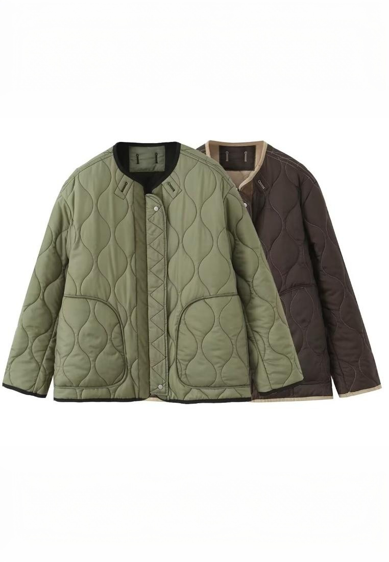 Winter Reversible Quilted Jacket Lightweight Warm Cotton Coat K26012204