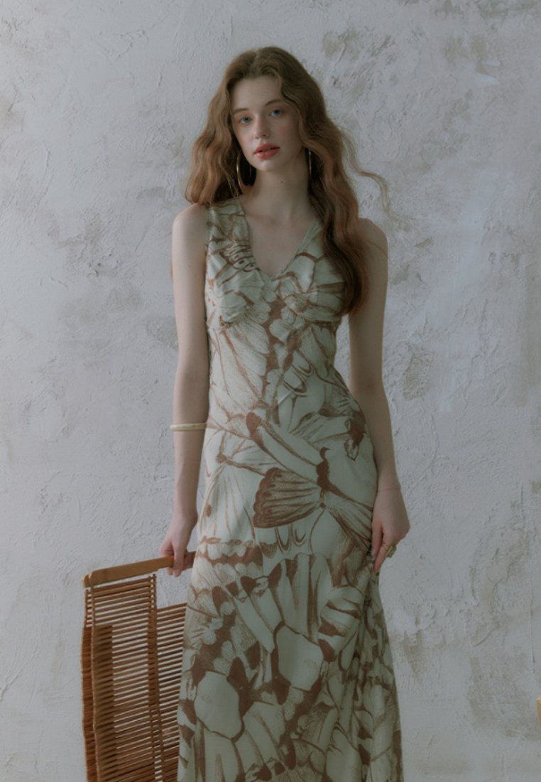 Elegant Floral Print Sleeveless Maxi Dress Boho Style K26033110