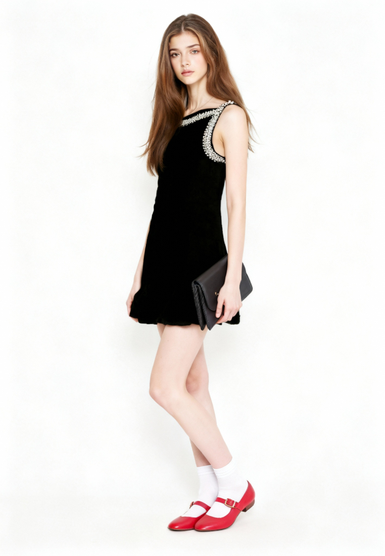 New Elegant round neck sleevless Black dress Party Dress K121703