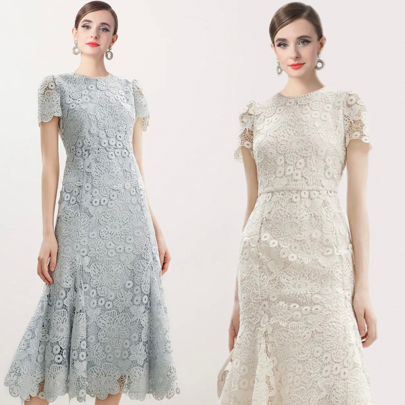 New S/S French-style lace fishtail elegant bodycon long Party dress K26011209