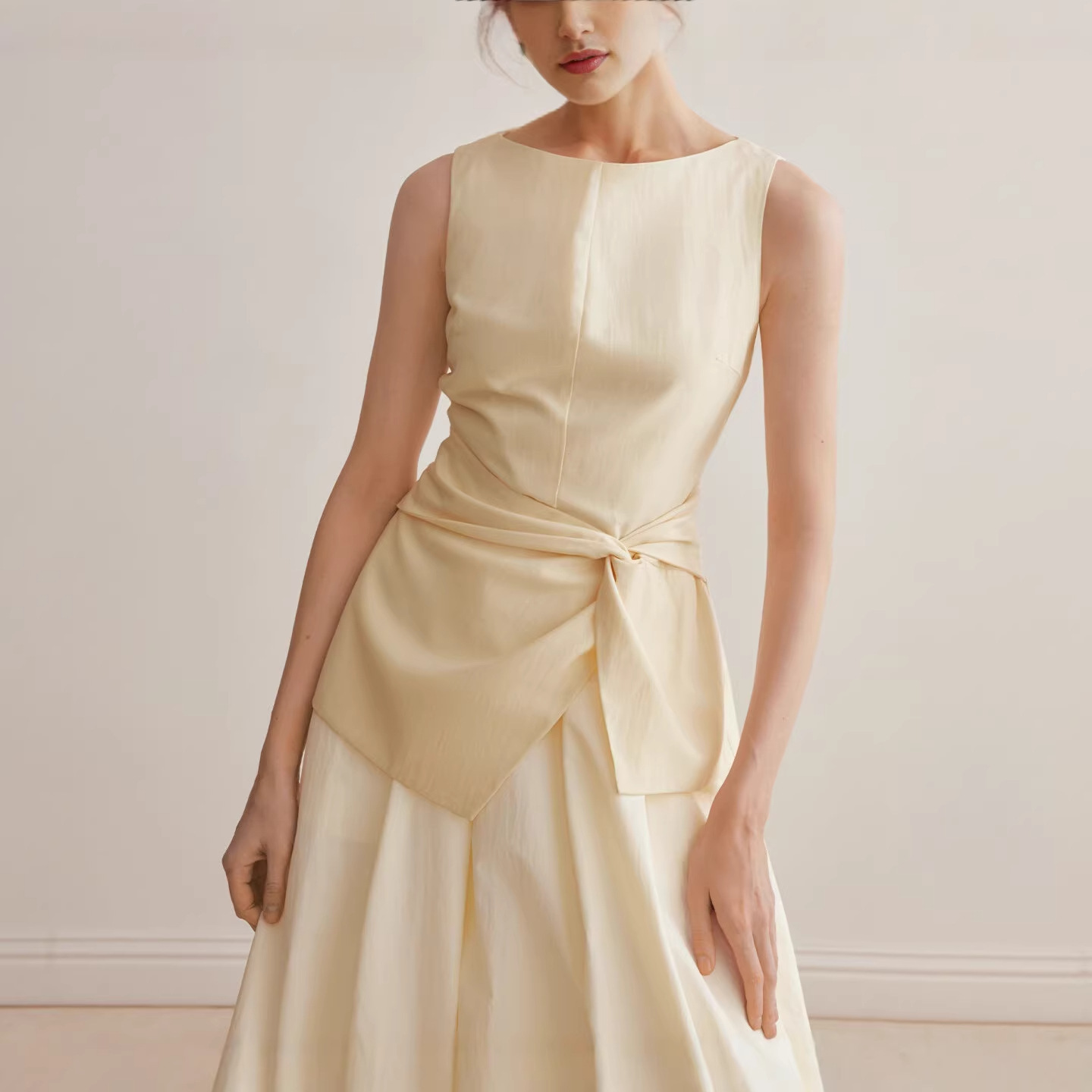 Minimalist Tank Top With High Waist Bubble Skirt Set Casual Formal Dress K26032409