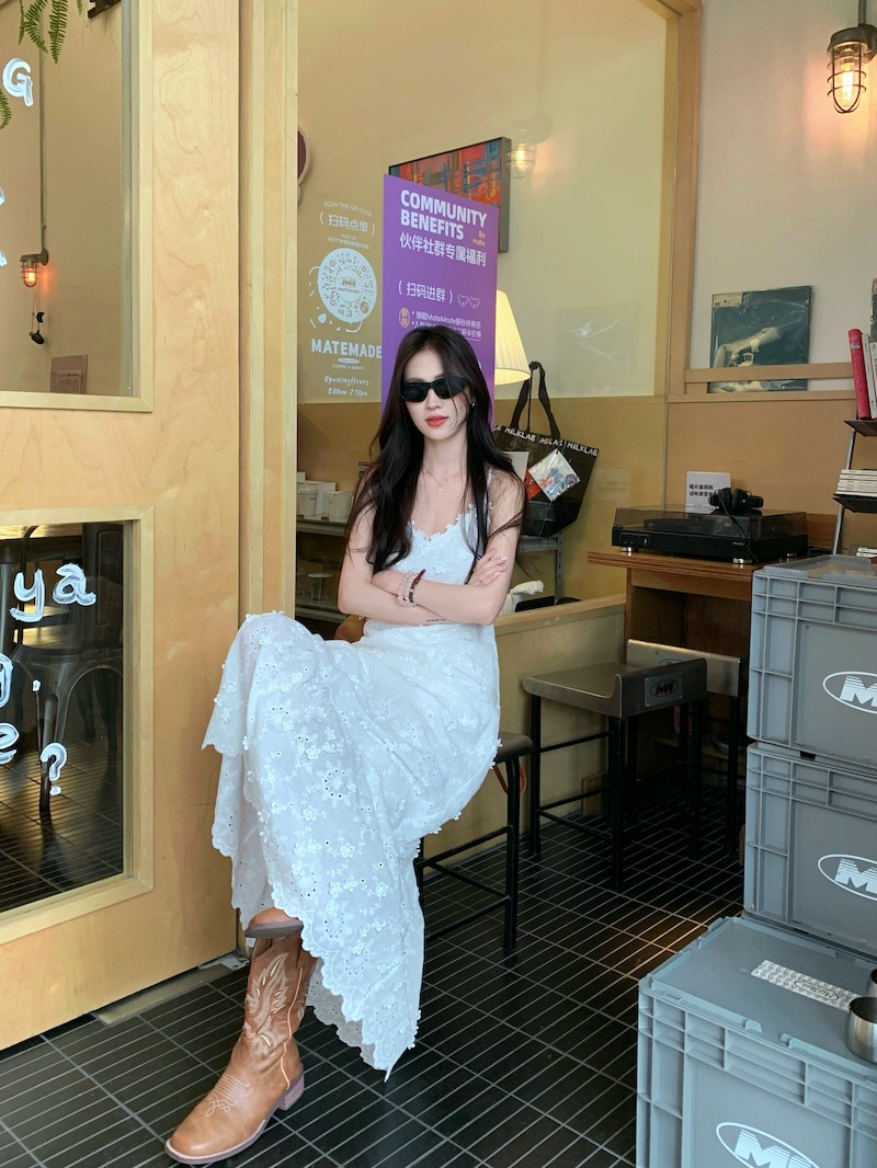 Floral Lace Trim Cami Maxi Dress Romantic Vacation Summer Dress K26033105